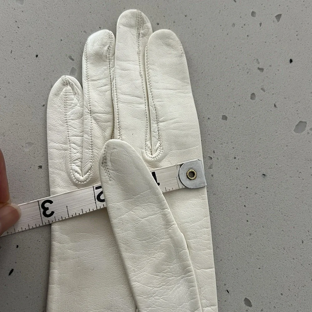 Vintage 50s 60s Genuine Deerskin Leather Gloves set White Black size 6 / 6.5